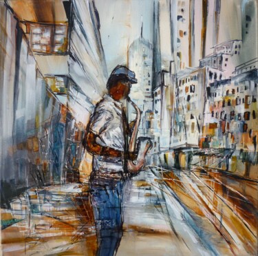 Painting titled "Jazzman sur la tang…" by Christelle Veron Cherbonnier, Original Artwork, Other