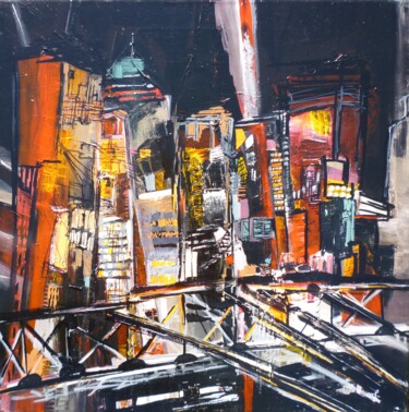 Painting titled "Station Shibuya" by Christelle Veron Cherbonnier, Original Artwork, Acrylic