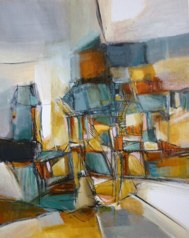 Painting titled "Villages d'Indre 4" by Christelle Veron Cherbonnier, Original Artwork, Acrylic