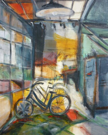 Peinture intitulée "Le garage au vélo b…" par Christelle Veron Cherbonnier, Œuvre d'art originale, Acrylique