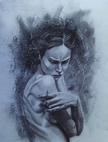 Drawing titled "La Farouche" by Christelle Fontenoy, Original Artwork, Charcoal