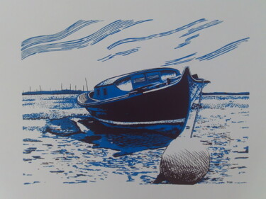 La pinasse Gravures & estampes intitulée "La pinasse" par Christelle Fontenoy, Œuvre d'art originale, Sérigraphie
