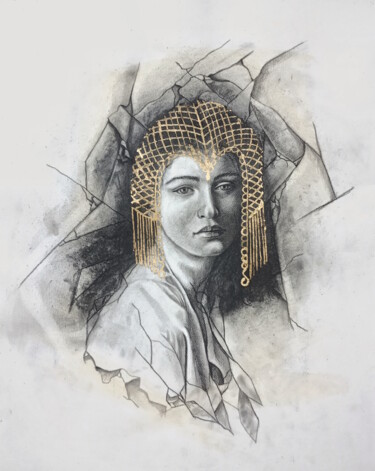 Disegno intitolato "Amazone" da Christelle Fontenoy, Opera d'arte originale, Carbone