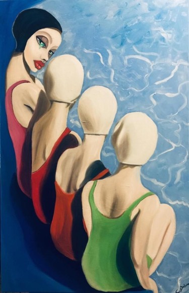 Peinture intitulée "La 4ème baigneuse" par Christelle Delorme, Œuvre d'art originale, Huile