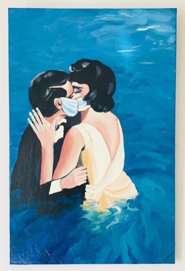 Peinture intitulée "Le baiser" par Christelle Delorme, Œuvre d'art originale, Huile