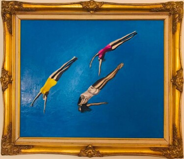 Pintura titulada "les 3 plongeuses" por Christelle Delorme, Obra de arte original, Oleo
