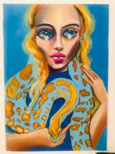 "La femme et le Boa" başlıklı Tablo Christelle Delorme tarafından, Orijinal sanat, Karakalem