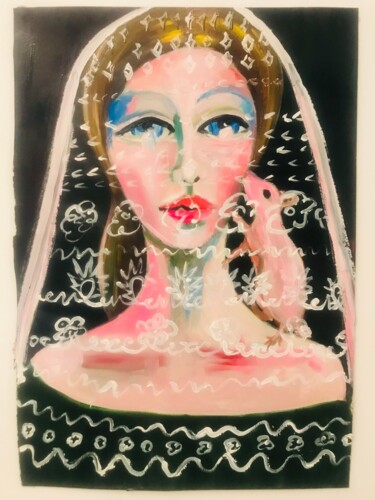 Malerei mit dem Titel "La femme et la Sour…" von Christelle Delorme, Original-Kunstwerk, Öl Auf Holzplatte montiert