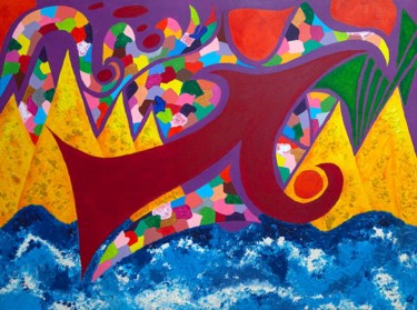 Painting titled "Voyage" by Christelle Huillery, Original Artwork, Acrylic