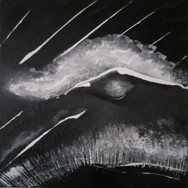 Malerei mit dem Titel "Oeil nocturne" von Christelle Huillery, Original-Kunstwerk, Acryl