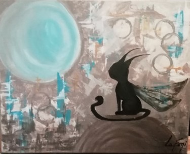 「le songe du chat」というタイトルの絵画 Lafoniによって, オリジナルのアートワーク, アクリル