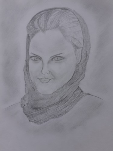 Drawing titled "Regard "Persan"" by Christelle Carlton, Original Artwork, Pencil