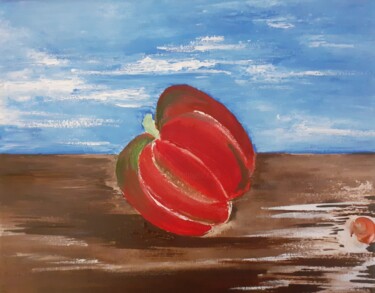 Malerei mit dem Titel "Couleur poivron ?" von Christelle Carlton, Original-Kunstwerk, Acryl