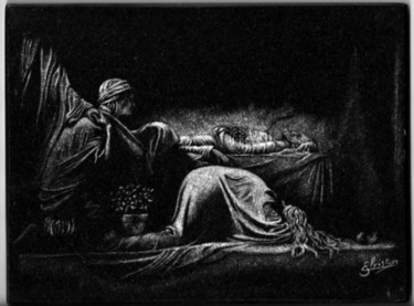 Disegno intitolato "mise au tombeau" da Christian Schotte, Opera d'arte originale