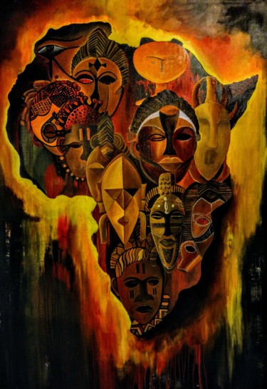 Painting titled "Agony of a continent" by Ayem, Original Artwork, Acrylic