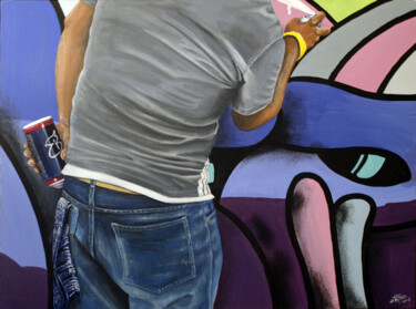 Картина под названием "La bombe calme" - Christian Assel, Подлинное произведение искусства, Акрил Установлен на Деревянная р…