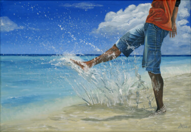 "Tournez la plage" başlıklı Tablo Christian Assel tarafından, Orijinal sanat, Akrilik Ahşap Sedye çerçevesi üzerine monte ed…