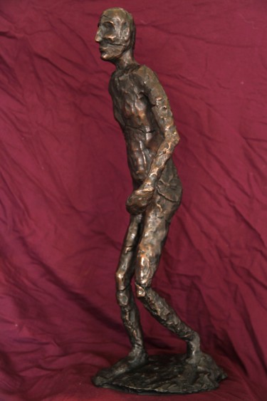 Sculpture titled "Atlas s'en va" by Christian Bader, Original Artwork, Metals