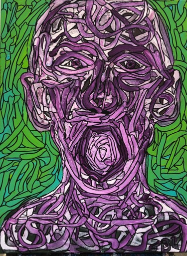 「Purple」というタイトルの絵画 Christian Baderによって, オリジナルのアートワーク, アクリル ウッドストレッチャーフレームにマウント
