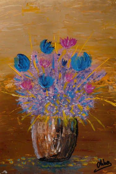 Peinture intitulée "Fleurs en pot" par Christian Bailly-Grandvaux, Œuvre d'art originale, Acrylique