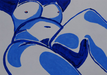 Pintura intitulada "Femme ronde bleue" por Christian Bailly-Grandvaux, Obras de arte originais, Acrílico