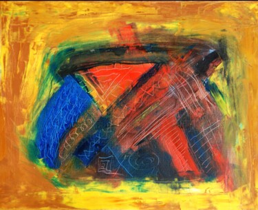 Painting titled "Abstrait 002" by Christian Bailly-Grandvaux, Original Artwork, Oil