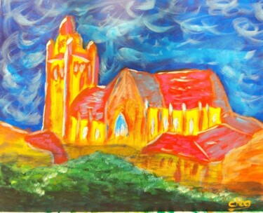 Painting titled "Collégiale_Dole_02" by Christian Bailly-Grandvaux, Original Artwork, Acrylic
