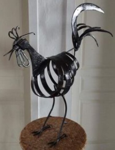 Sculpture intitulée "Archibal le coq" par Christian Barbance, Œuvre d'art originale, Métaux