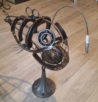 Sculpture titled "Baudroie" by Christian Barbance, Original Artwork, Metals