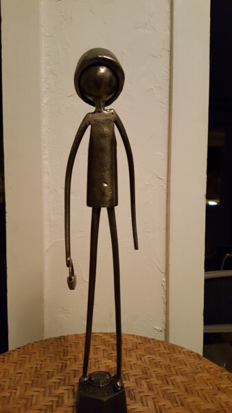 Skulptur mit dem Titel "Mademoiselle pin'up" von Christian Barbance, Original-Kunstwerk, Metalle