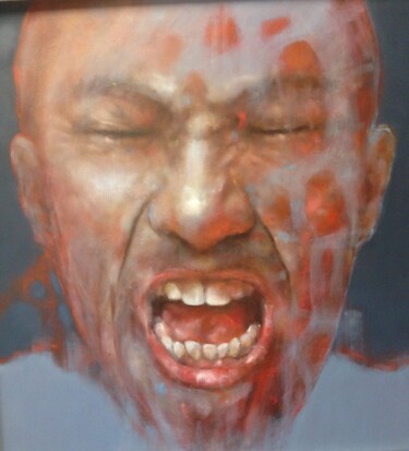 Painting titled "SANS TITRE" by Christian Baron, Original Artwork, Oil Mounted on Wood Stretcher frame