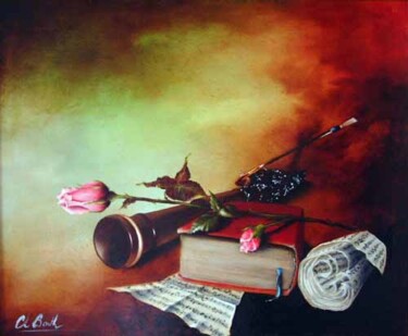 Pintura intitulada "le Basson et la rose" por Christian Barth, Obras de arte originais