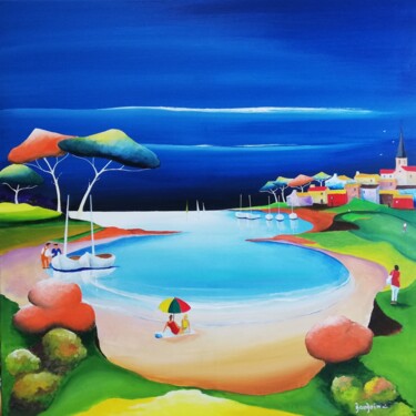 Painting titled "Villages de pêcheur…" by Christian Baudoin, Original Artwork, Acrylic