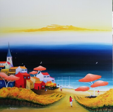 Painting titled "Villages de pêcheur…" by Christian Baudoin, Original Artwork, Acrylic