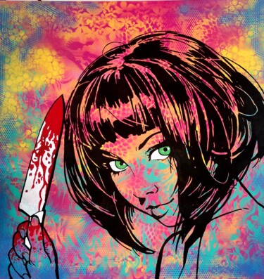 绘画 标题为“Girl with knife” 由Christian Berger, 原创艺术品, 丙烯