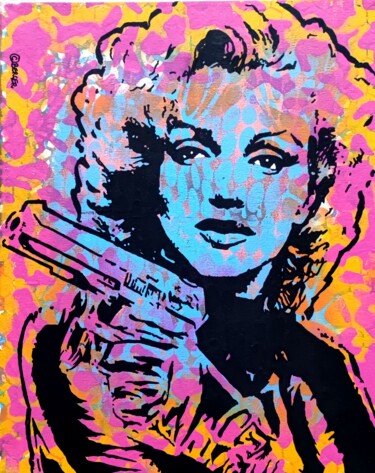 Painting titled ""Marilyn"" by Christian Berger, Original Artwork, Acrylic Mounted on Wood Stretcher frame