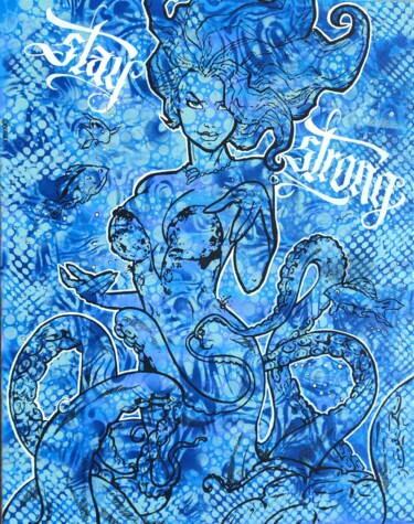 Malarstwo zatytułowany „Mermaid / stay stro…” autorstwa Christian Berger, Oryginalna praca, Akryl Zamontowany na Drewniana r…