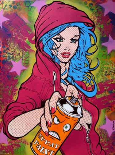 Картина под названием "Graffiti Artist" - Christian Berger, Подлинное произведение искусства, Акрил Установлен на Деревянная…