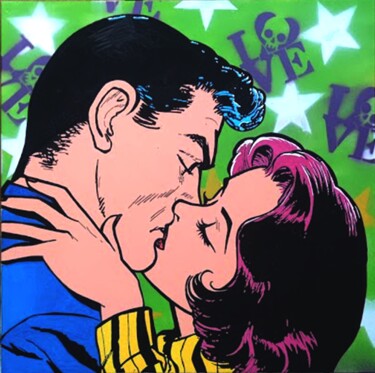 "Love Kiss" başlıklı Tablo Christian Berger tarafından, Orijinal sanat, Akrilik Ahşap Sedye çerçevesi üzerine monte edilmiş