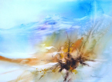 Painting titled "Paysage aquarelle" by Christian Bessede, Original Artwork, Watercolor