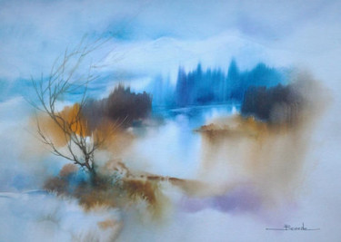 Painting titled "Paysage aquarelle25" by Christian Bessede, Original Artwork, Watercolor