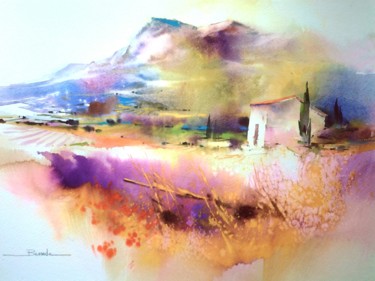 Painting titled "Paysage aquarelle p…" by Christian Bessede, Original Artwork, Watercolor