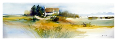 Painting titled "paysage aquarelle" by Christian Bessede, Original Artwork, Watercolor