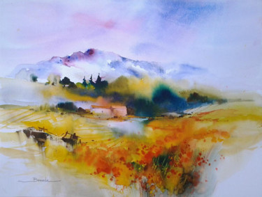 Painting titled "paysage aquarelle" by Christian Bessede, Original Artwork