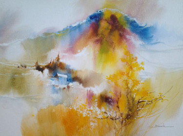 Painting titled "Le refuge" by Christian Bessede, Original Artwork, Watercolor