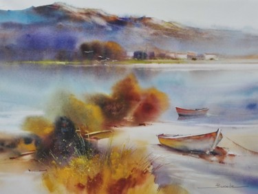 Peinture intitulée "soleil" par Christian Bessede, Œuvre d'art originale, Aquarelle