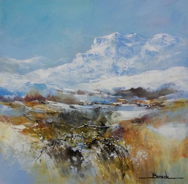 Painting titled "Neige en février  p…" by Christian Bessede, Original Artwork, Acrylic Mounted on Other rigid panel