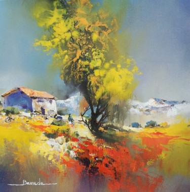 Painting titled "Au pied de mon arbre" by Christian Bessede, Original Artwork, Acrylic