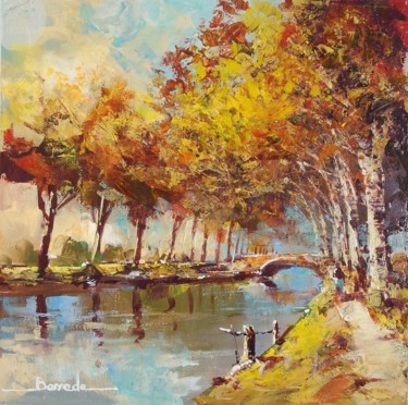 Painting titled "Le canal du midi" by Christian Bessede, Original Artwork, Acrylic