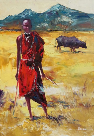 Painting titled "Africa" by Christian Bessede, Original Artwork, Oil
